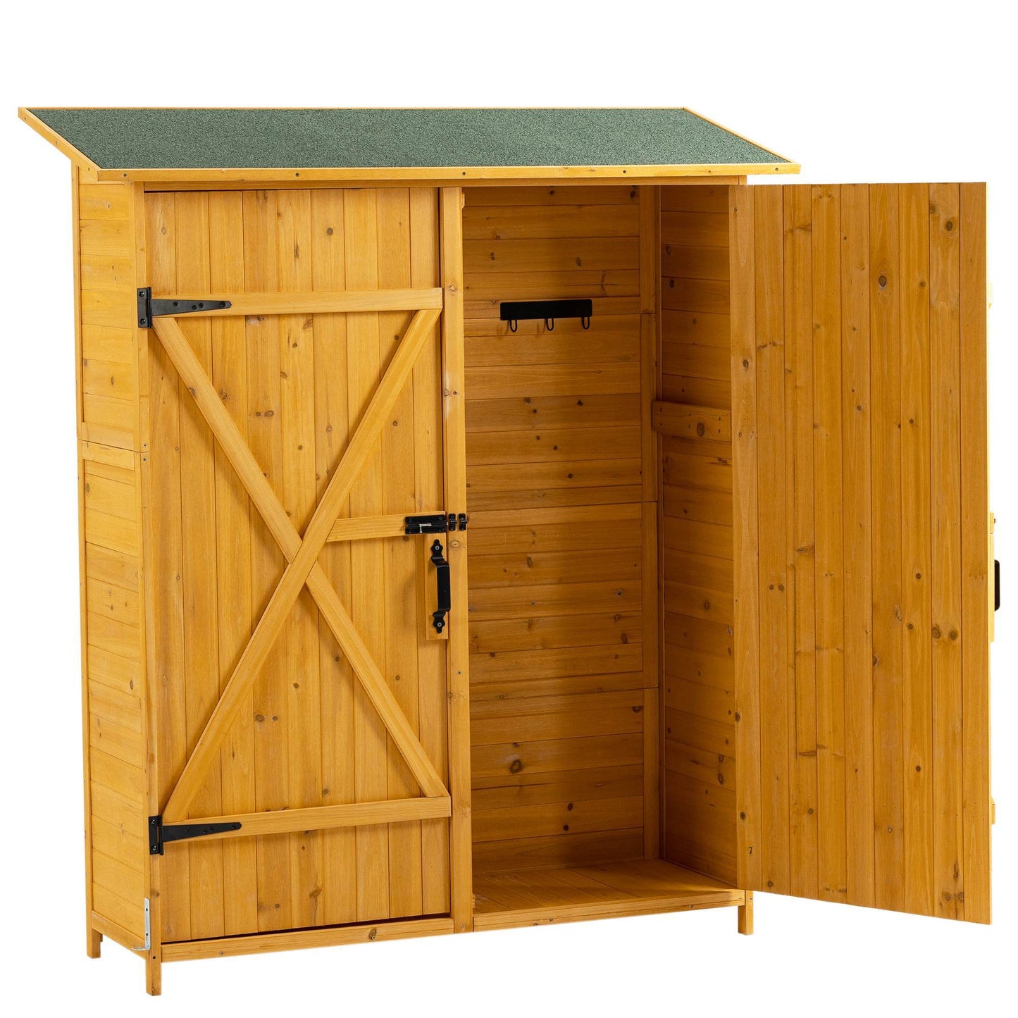 56L X 19.5W X 64H In Outdoor Storage Shed With Lockable Door,Wooden Tool Storage Shed With Detachable Shelves And Pitch Roof