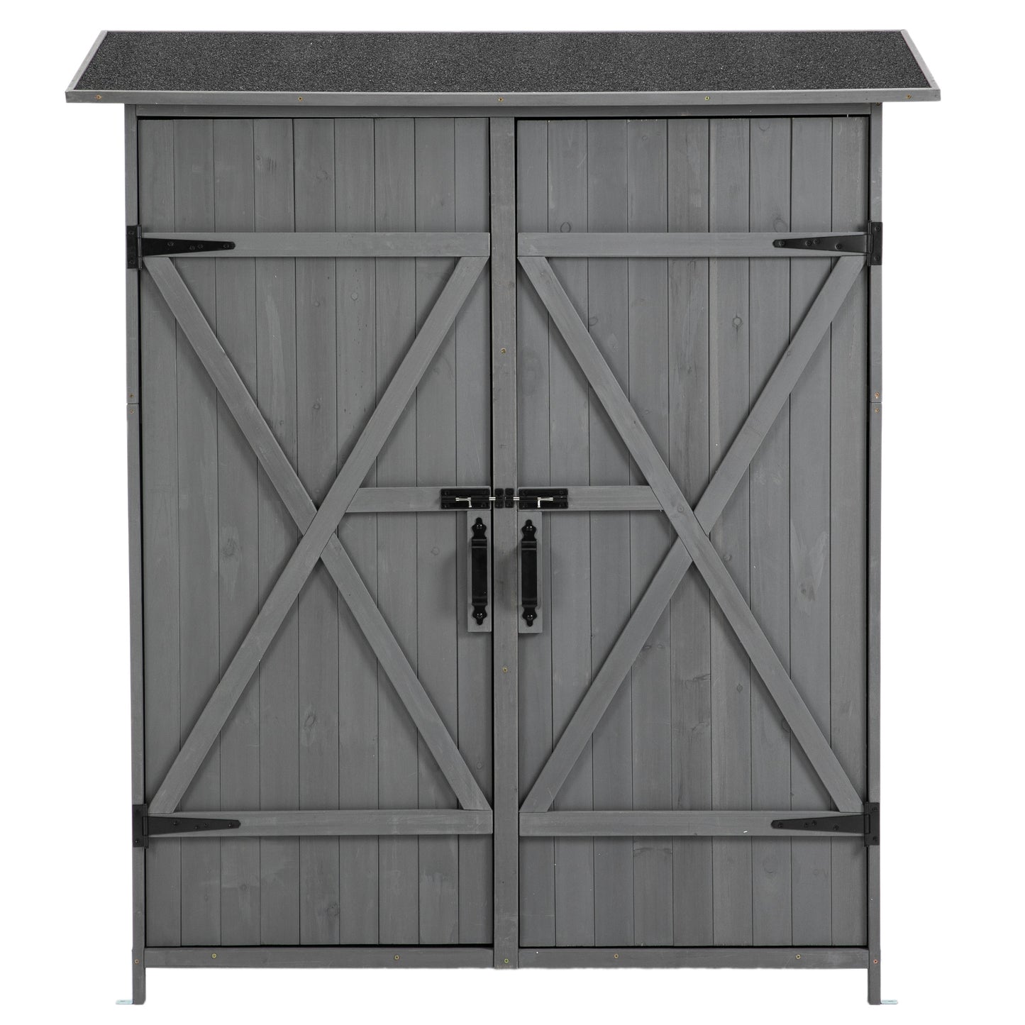 56L X 19.5W X 64H In Outdoor Storage Shed With Lockable Door,Wooden Tool Storage Shed With Detachable Shelves And Pitch Roof