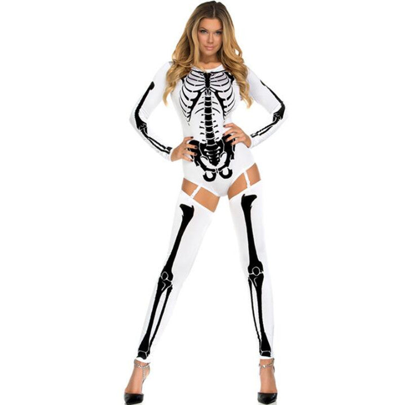 Halloween Cosplay Costume Skull Zombie Uniform Skeleton