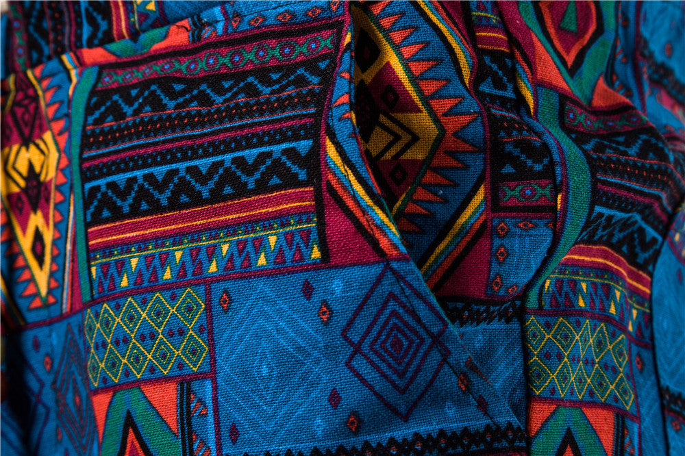 Plus size printed linen slacks