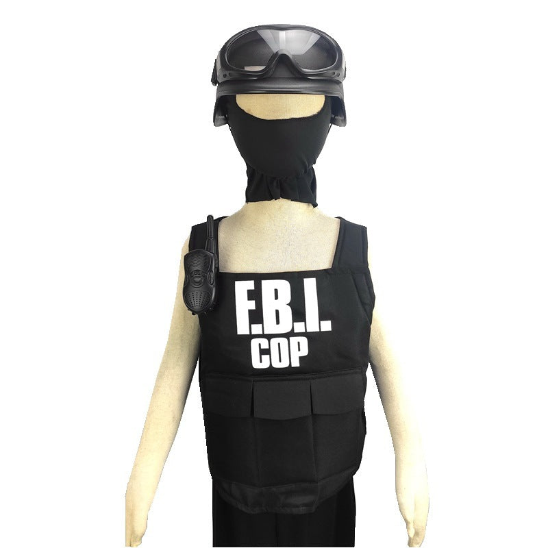 Children's Cosplay Clothes FBI Agent Bullet Proof Clothing 5-piece Body Armor