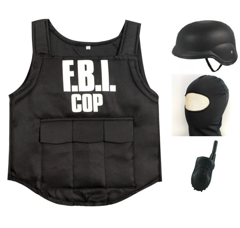 Children's Cosplay Clothes FBI Agent Bullet Proof Clothing 5-piece Body Armor