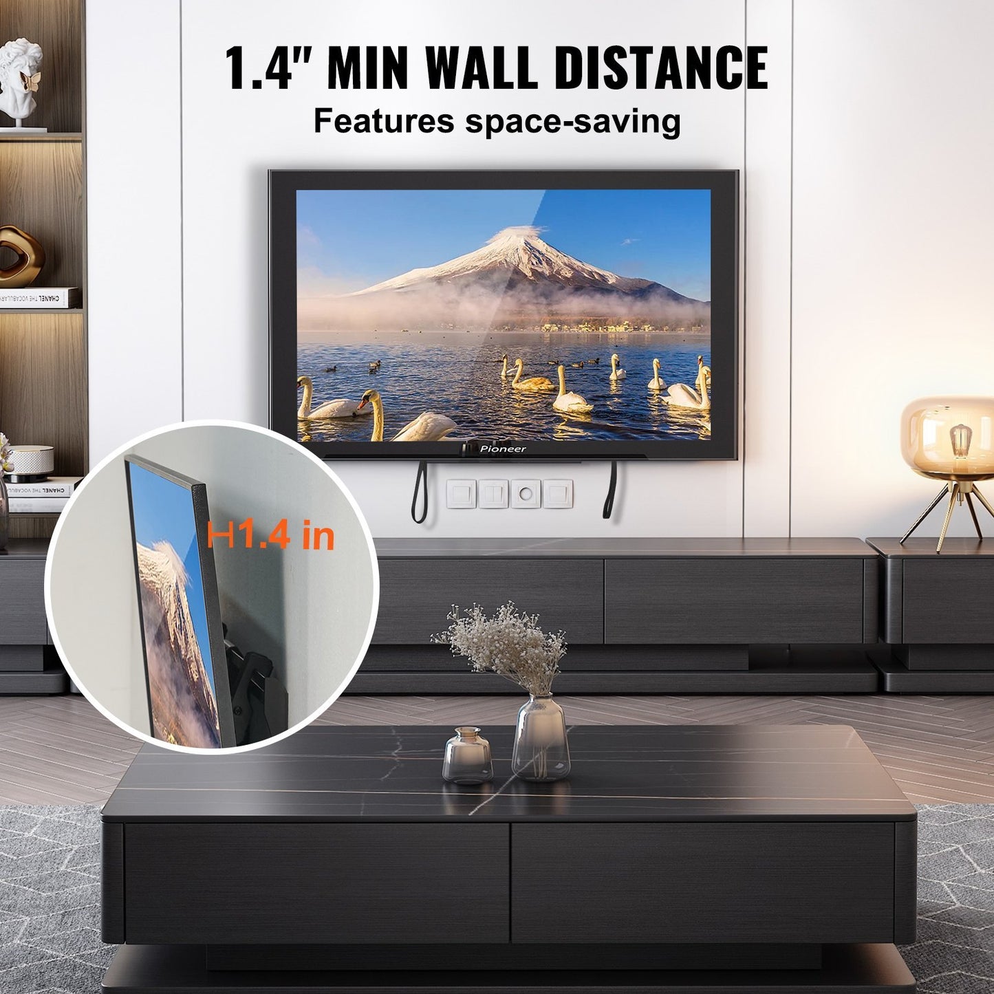 VEVOR Universal TV Wall Mount, Low Profile TV Mount Fits For Most 37-70 Inch TVs, Tilt Wall Mount TV Brackets, Max VESA 600x400mm, Holds Up To 132 Lbs