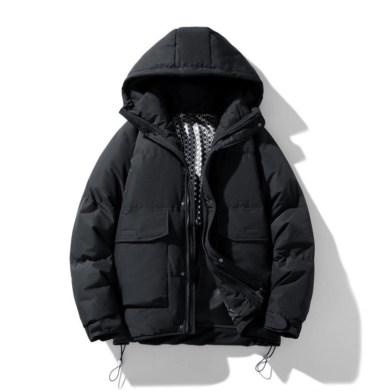 Hooded Down Jacket Men's And Women's White Duck Down Coat Wide Bread Coat