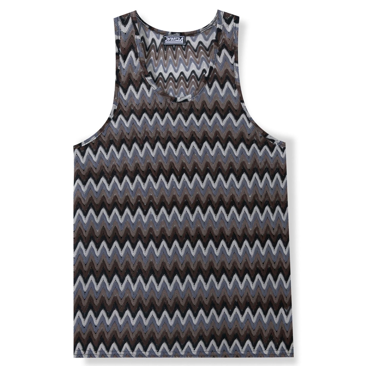 Summer Casual Men's Clothing Retro Style Contrast Color Wave Color Stripes Fabric Tank