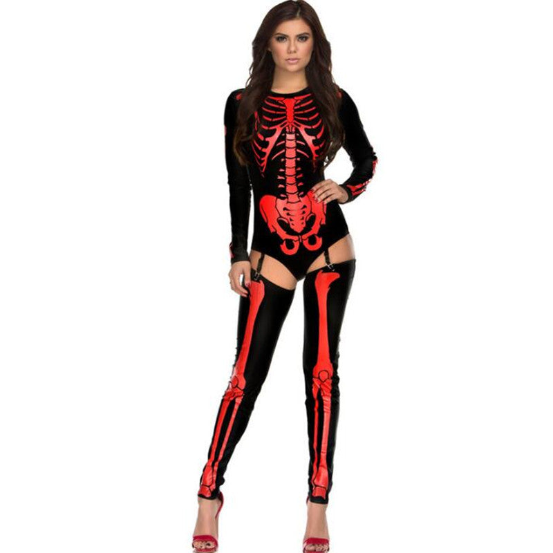 Halloween Cosplay Costume Skull Zombie Uniform Skeleton