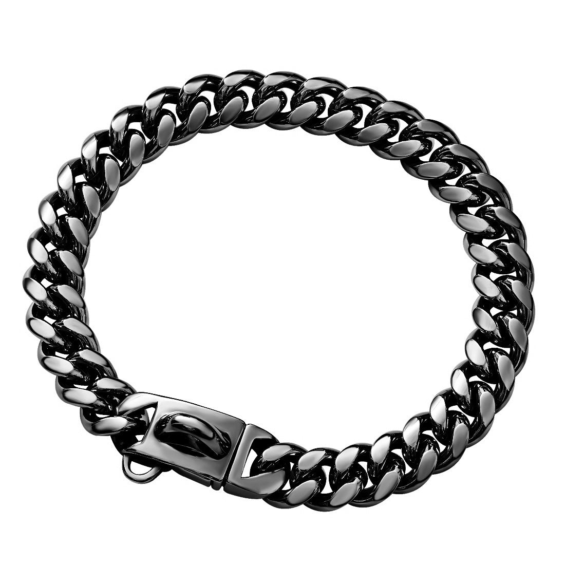 14mm Pet Dog Collar Stainless Steel Cuban Chain Lock Buckle Gold Silver