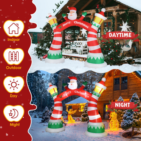 8.9ft Christmas Arch, 7 LED Lights, Drawstring Pockets, Christmas Inflatable Arch