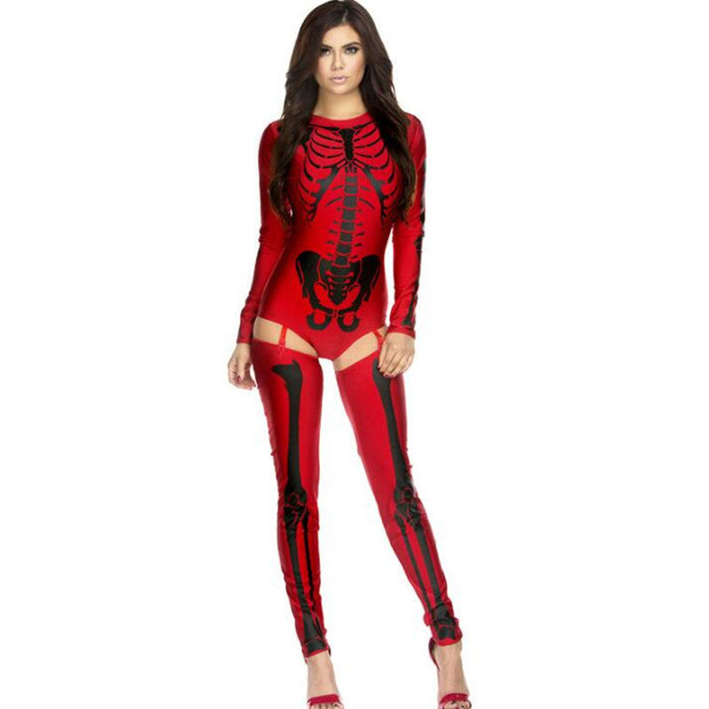 Halloween Cosplay Costume Skull Zombie Uniform Skeleton
