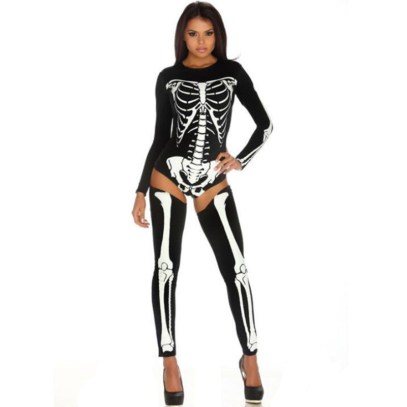 Halloween Cosplay Costume Skull Zombie Uniform Skeleton
