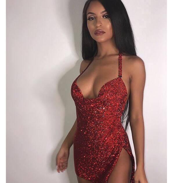 Metal Mini Red Diamond Dress