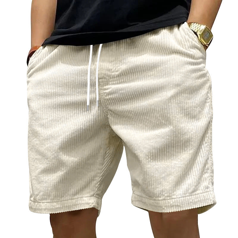 Men's Cargo Shorts Summer Vintage Corduroy Drawstring Pants With Pockets