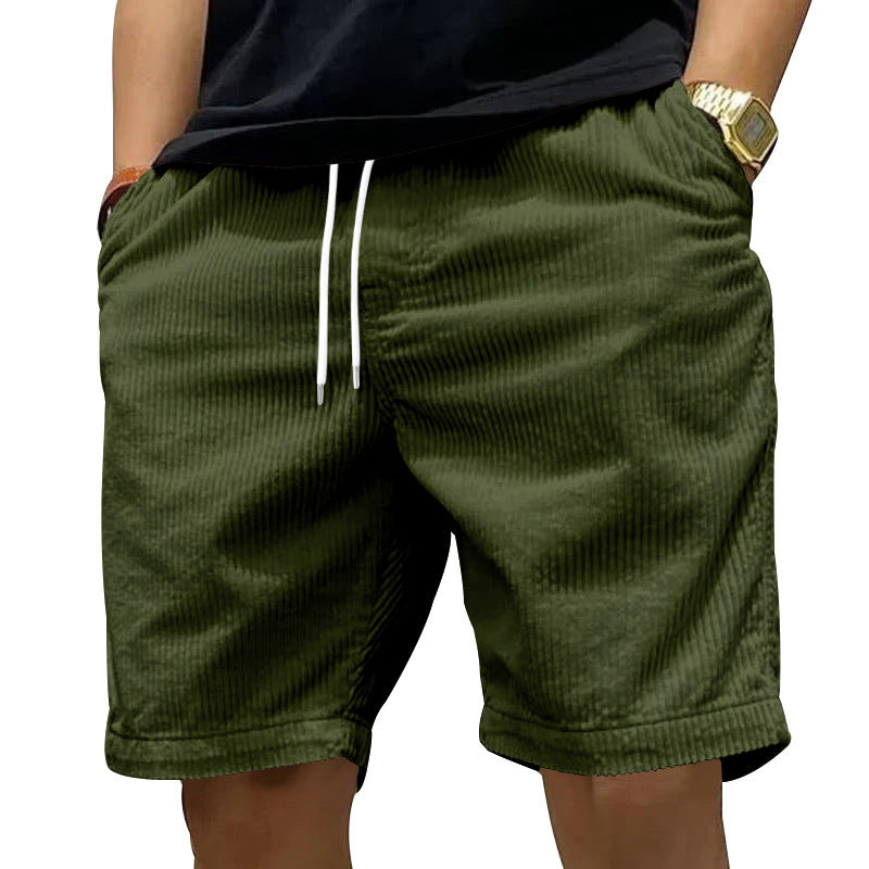 Men's Cargo Shorts Summer Vintage Corduroy Drawstring Pants With Pockets
