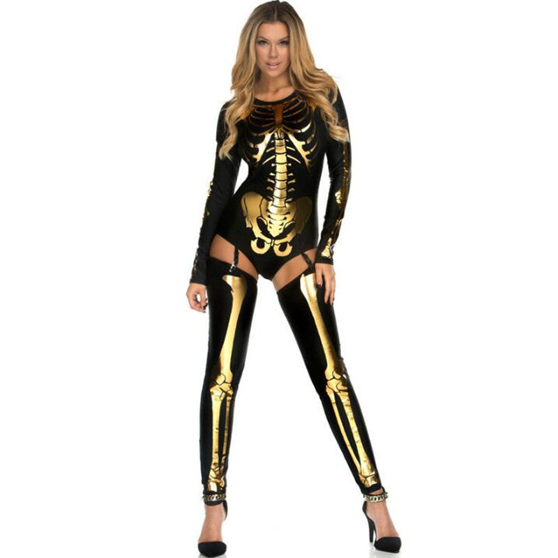 Halloween Cosplay Costume Skull Zombie Uniform Skeleton