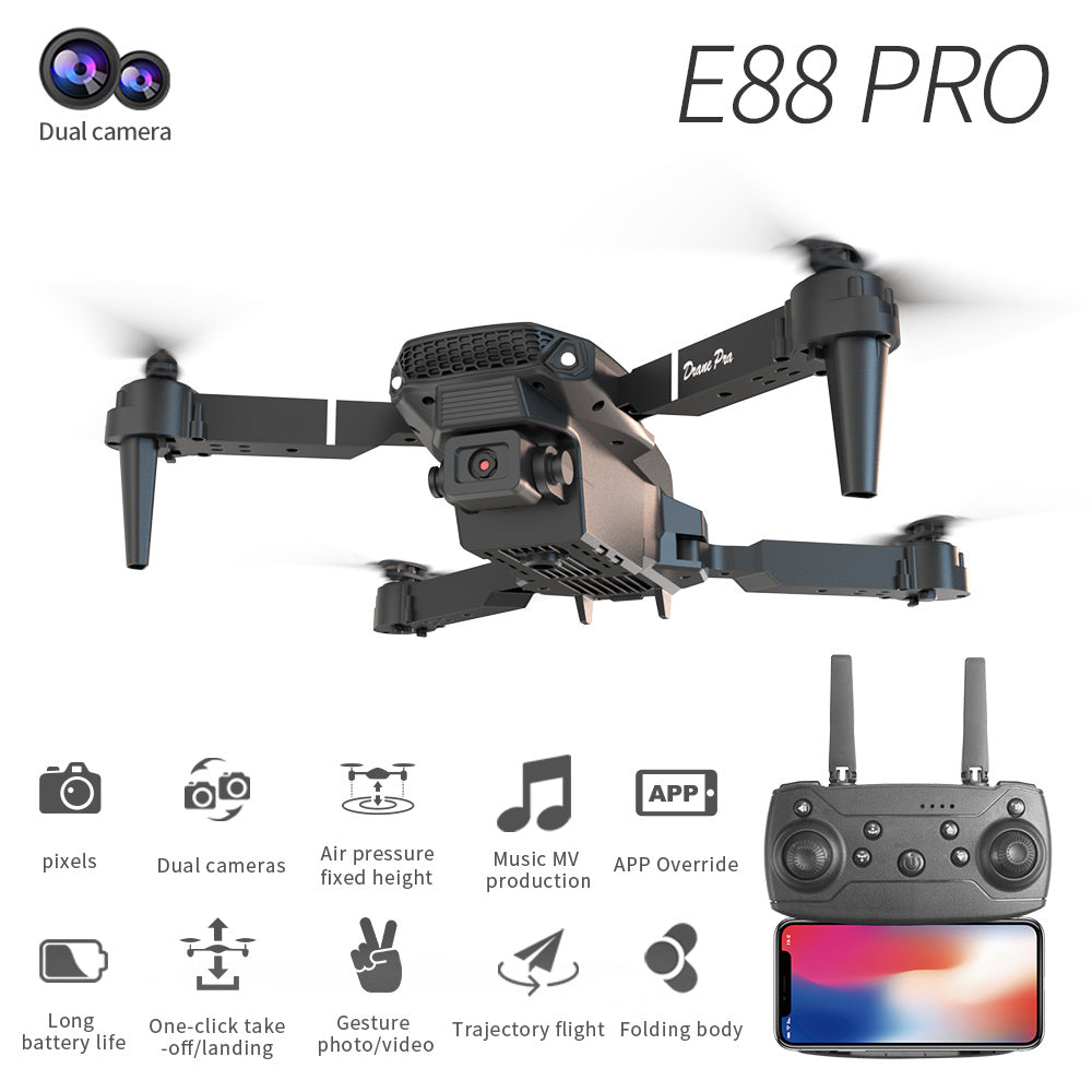 E88 Dual Camera Drone, WiFi FPV Double Folding RC Quadcopter