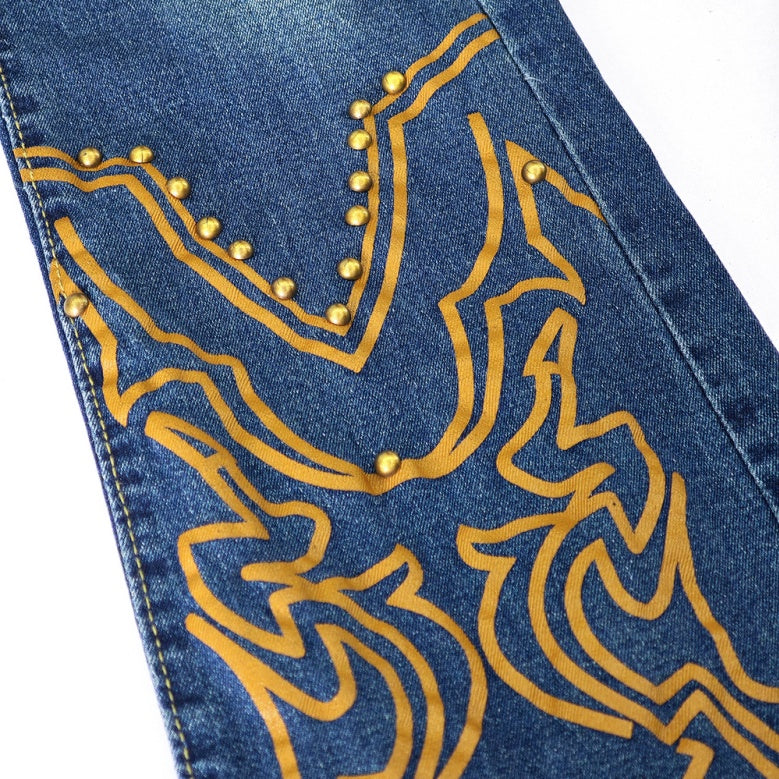 Women's High-Waist Heart Cut-out Jeans, Wide-Leg Full-Length Jeans With A Y2K Sweetheart Side Cut-out, Vintage-Wash Denim For All Seasons Forbidden Platform - Temu